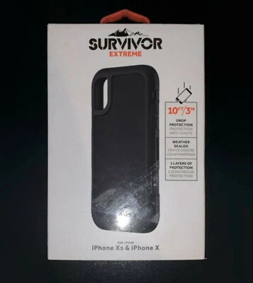 NEW Griffin Survivor Extreme BLACK Case and Holster for Apple iPhone X / XS  - Image 1 of 4