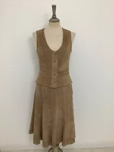 Vintage 1970s Leathercraft suede suit 2 piece western skirt waistcoat #V3 @WEL - Picture 1 of 10