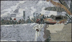 Beautiful African Lady On The River Home Decor Marble Mosaic - Picture 1 of 1