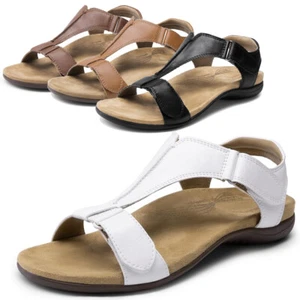DREAM PAIRS Women's Sandals Arch Support T-Strap Orthopedic Flat Summer Shoes - Picture 1 of 38