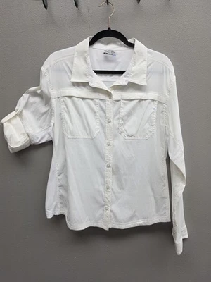 Salt Life Shirt Mens XL White SLX Fishing Button Up Roll Tab Sleeves Lightweight - Image 1 of 4