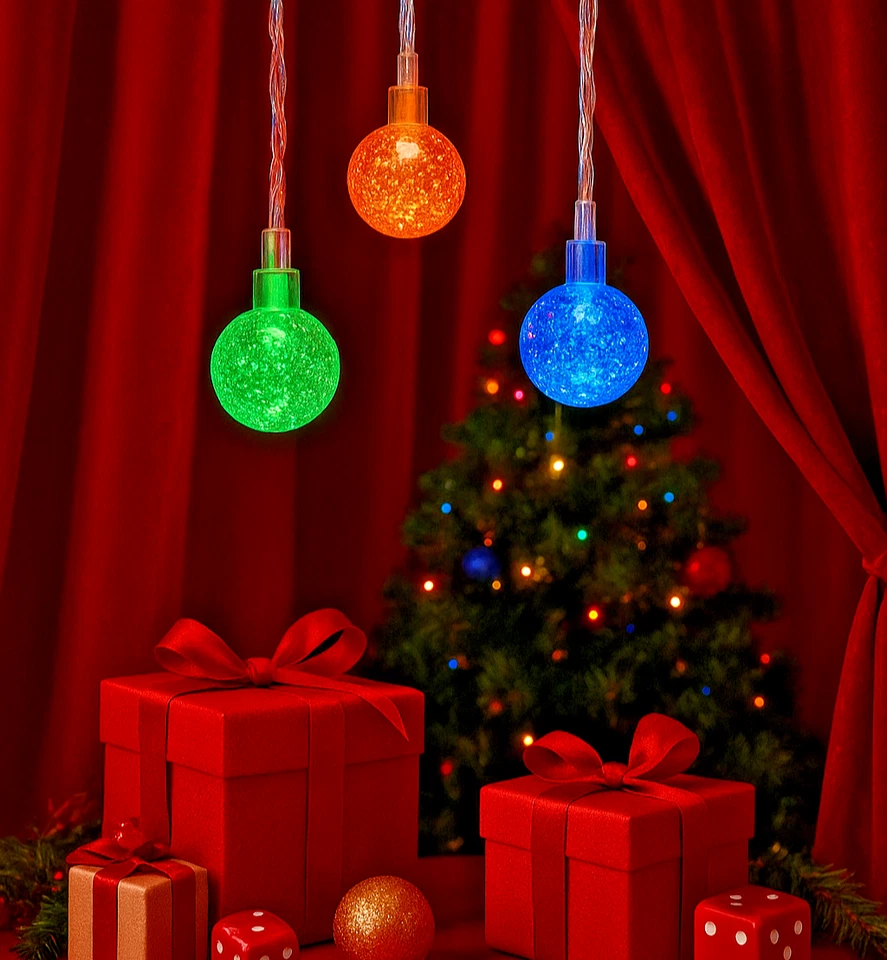 Crystal Globe String Lights Battery Operated - 17 ft 30 LED Xmas Fairy Lights - Image 1 of 4