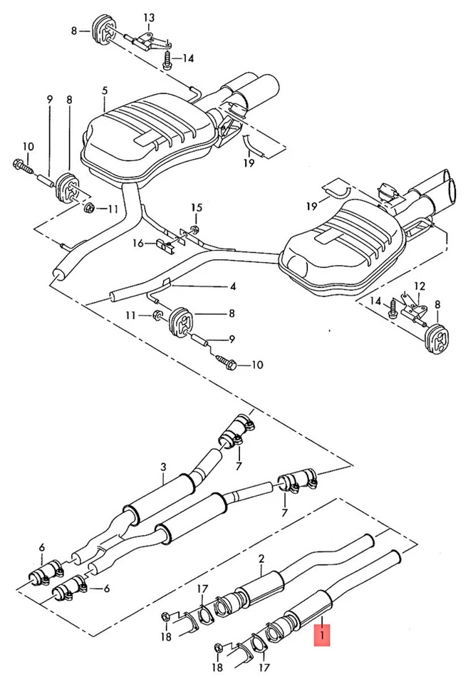 Genuine AUDI A8 S8 quattro 4E2 4E8 Exhaust Pipe left 4E0253301Q - Image 1 of 1