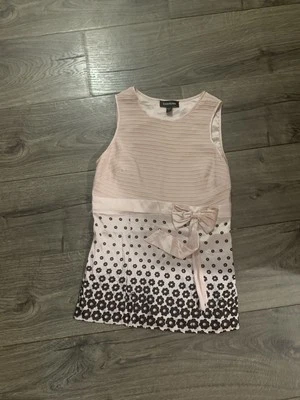 Bebe Mezcla Seda Mujer XS Rosa Con Negro Floral Y Corbata Media Cinta. B49 Foto 1 de 4