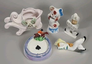 Lotto di 5 statuine in miniatura porcellana giapponese - Foto 1 di 24