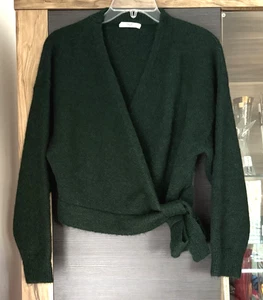 Búl Designer (Size 8) Wrap Style Ramonda Cardigan Alpaca Wool Blend Green Knit - Picture 1 of 11