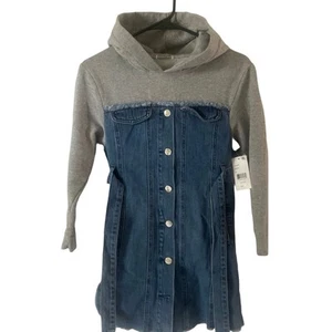 Hunter Denim Hoodie Splice Girls XS l/sleeve Dress w/belt, B72, NWT, $28 - Picture 1 of 4