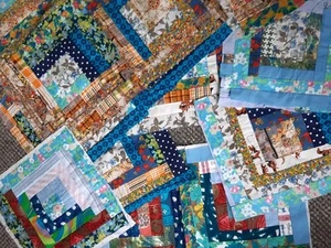 14 old log cabin patchwork squares each approx 26cms - Picture 1 of 7