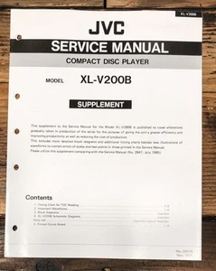 JVC XL-V200B Lettore CD Supp. Manuale di servizio *originale* - Foto 1 di 1