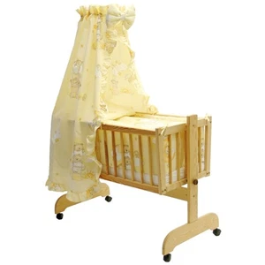 Babywiege Wiege Babybett Stubenwagen aus Holz mit Zubehör Himmel 90 x 40 cm gelb - Bild 1 von 1