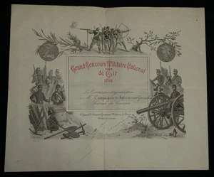Général Saussier - Document signé Grand concours Militaire National de Tir 1892 - Picture 1 of 4