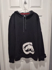 Ecko Unltd Charcoal Heathered Gray Hoodie White Pocket/Sleeve Logo Size Large - Picture 1 of 14