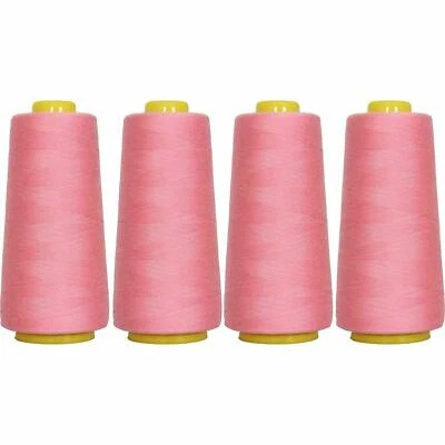 4 BIG CONES DUSTY PINK SERGER SEWING THREAD 2750 YD TEX 27 40S/2-THREADART - Image 1 of 4