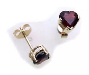 Damen Ohrringe Herz Granat in echt Gold 585 Granatohrringe Gelbgold Neu Herzform - Bild 1 von 4
