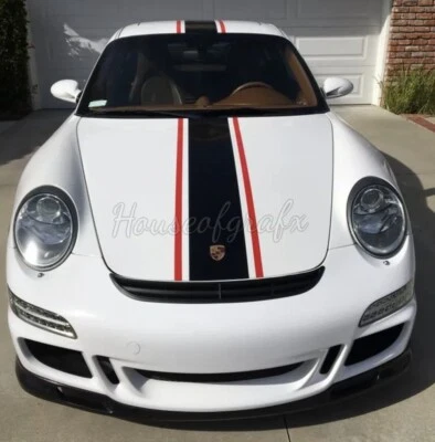 2 Color Rally Stripes decals fit any year PORSCHE Boxter 911 997 911 Carrera Foto 1 de 4