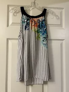 Worthington Women’s Blouse Size Large Sleeveless Pleated Floral Colorful - Picture 1 of 5