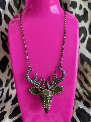 Collar Betsey Johnson Bosque Oscuro Vintage Cuernos de Ciervo Cristal Oído MUY RARO Foto 1 de 4