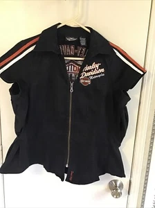 Camicia donna Harley Davidson nera zip davanti manica corta extra small - Foto 1 di 6