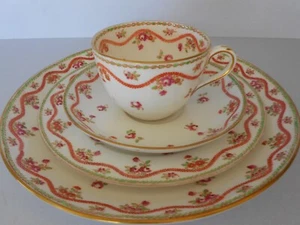 ANTIQUE CROWN STAFFORDSHIRE 4 PIECE PORCELAIN CHINA TEA SET HAND PAINTED - Picture 1 of 13