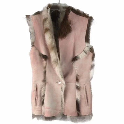 Chaleco Anne Dee Goldin Talla Mediana Rosa Piel de Cordero Cuero y Piel Italia Precio de venta sugerido por el fabricante 1500 USD Foto 1 de 4