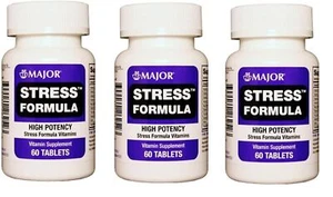 Major Stress Formula High Potency Vitamin Supplement 500 mg 60 Tablet X 3 Packs - Picture 1 of 1