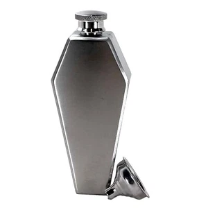 Gothic Coffin Hip Flask 3.5oz 100ml Stainless Steel Vampire Goth Festival Gift - Picture 1 of 1