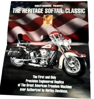 Franklin Mint Брошюра Harley Davidson Heritage Softail Классический Мотоцикл Флаер - Изображение 1 из 4