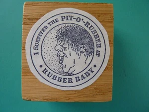 I Survived the Pit-O-Rubber Circular Seal RUBBER BABY BUGGY BUMPERS RubberStamp - Bild 1 von 2