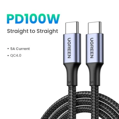UGREEN 100W USB C To Type C Cable 90 Degree PD Fast Charging Gaming QC Data Cord - Image 1 of 4