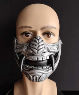 Máscara facial de látex Prajna roja japonesa bola de Halloween accesorios de rendimiento Foto 1 de 4