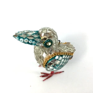 Vintage Hänge Ornament Vogel verspiegelt Mosaik silber grün Indien Nr 8 - Bild 1 von 4