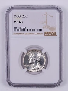 1938 Washington Quarter 25c NGC MS63 RB008 - Picture 1 of 2