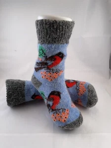 Women's socks, Wool 100%, warm , print Birds, Size 7-8 - Picture 1 of 4