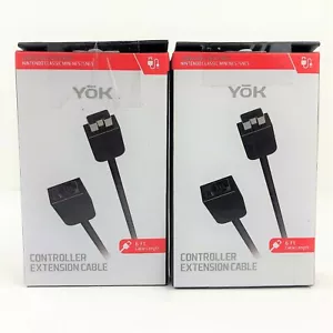 Lot Of 2 YOK 6 Ft Controller Extension Cable For Mini NES SNES Nintendo Wii - Picture 1 of 5