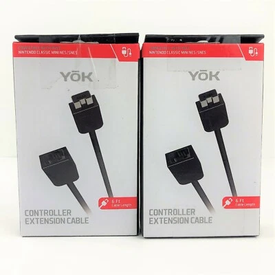 Lot Of 2 YOK 6 Ft Controller Extension Cable For Mini NES SNES Nintendo Wii - Image 1 of 4
