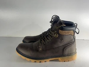 US Polo Assn. Botas para hombre talla 9,5 (44) usadas marrón nobuck botas al tobillo con cordones -A96 - Imagen 1 de 8