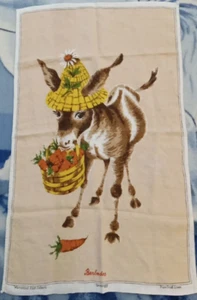 Pure Irish Linen Dunmoy Barbados Donkey Carrots Basket Tea Towel Fast Colours - Picture 1 of 8