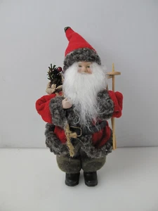 Weihnachtsmann mit schwarzen Schuhen Figur Skistöcke Geschenke 10" (AA) - Bild 1 von 8