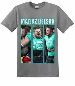 World's Strongest Man - Matjaz Belsak Tri-Image Grey T-Shirt (2XL) CLEARANCE - Picture 1 of 2