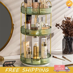 3 Tier Cosmetic Makeup Rotating Storage Shelf Countertop Organizer Perfume Stand - Picture 1 of 21