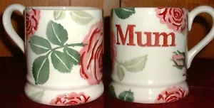 EMMA BRIDGEWATER HALF PINT MUG PINK ROSES " MUM " 1ST WITH STICKERS DISCONTINUED - Picture 1 of 2