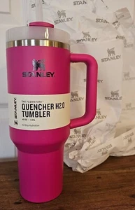 Authentic 💕 New Stanley Fuchsia Pink 💕 H2.0 Flowstate Quencher 40 oz Tumbler - Picture 1 of 12