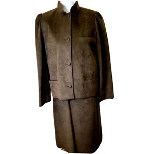 Samuel Robert By Peter Halsi Brown Suede SKIRT JACKET SUIT Wn Sz 12 Vtg EXECUTIV - Bild 1 von 24