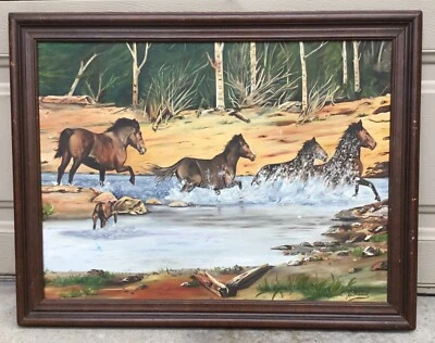 Pintura acrílica original “Running Wild” de Jim Stobbart 1983 Foto 1 de 4