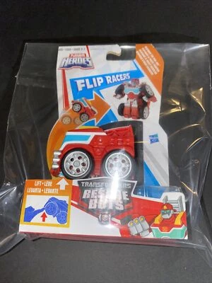 PLAYSTOOL HEROES FLIP RACERS TRANSFORMERS RESCUE BOTS HEATWAVE THE FIRE-BOT - Image 1 of 4