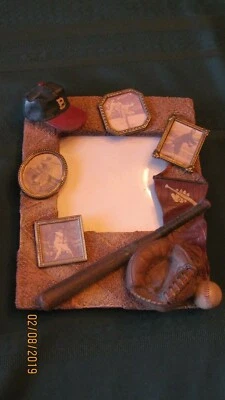 Baseball Picture Frame 6.25 x 7.5" (3.75 x 3.75" photo opening) - FREE Shipping - Image 1 of 4