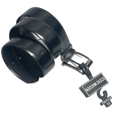 Steve Madden Para Hombres Todos los Días Cuero Cinturón Reversible Negro Marrón Oscuro Talla 32 Nuevo Con Etiquetas Foto 1 de 4