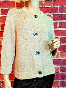 Jones Wear Damen Glitzer Gold Schimmer Knopfleiste Urlaub Strickjacke Pullover XL - Bild 1 von 16