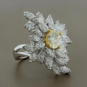 Lab-Created 2 CT Citrine & 4.30 CT White Sapphire Wonderful Cluster Style Ring - Picture 1 of 8