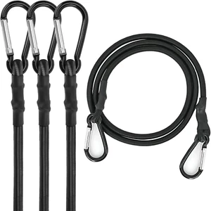 RIO Direct Bungee Cords with Carabiner Hooks 18 Inch - Black Bungee Cords Heavy - Picture 1 of 12